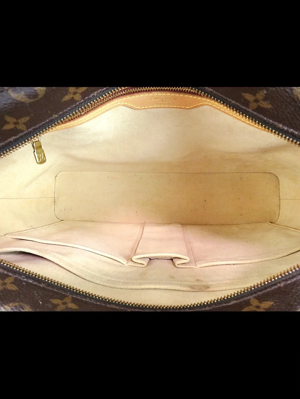 Louis Vuitton Brown Monogram Canvas Tote with Yellow Leather Straps